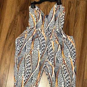 Long Strapless deep v-neck Romper Jumpsuit UK2LA Size medium